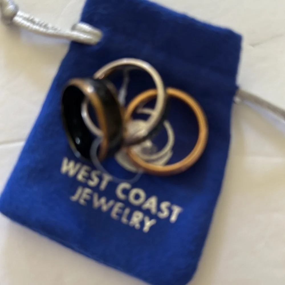 West Coast Jewelry Men’s 3 ring : 2 stainless steel & 1 tungsten carbide 11 New